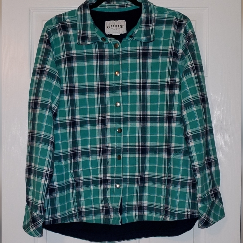 ORVIS Plaid Button-Up Shacket Size XL